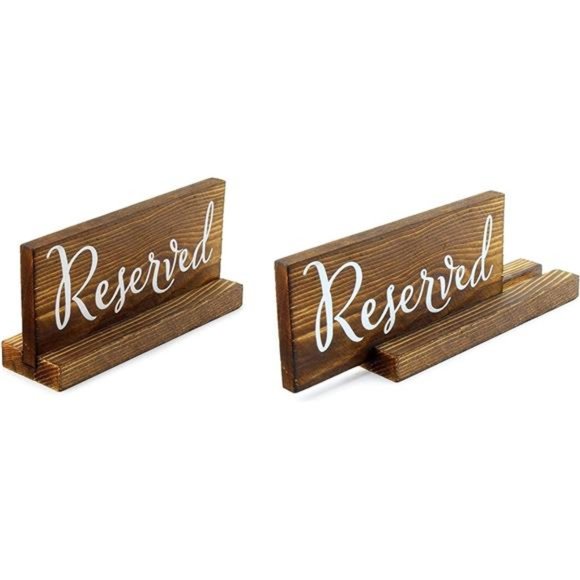 Wooden Reserved Signs for Tables (6-Pack, Brown); Rustic Real Table Signs - Picture 5 of 7